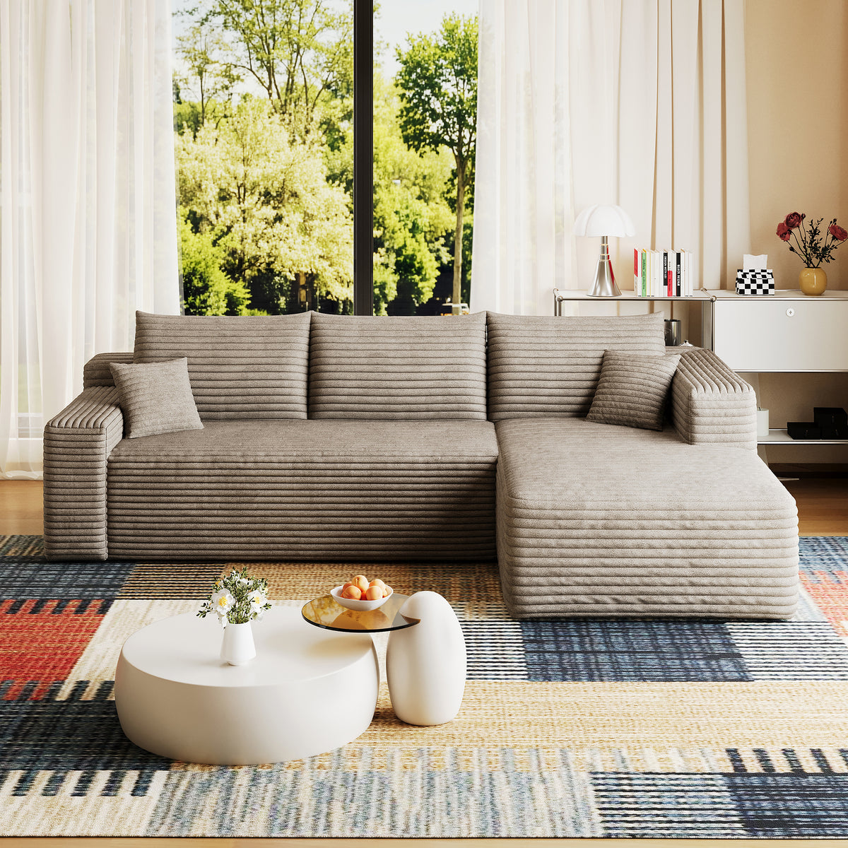 Cloud Sectional Sofa 95 in, Camel Corduroy, photo 5