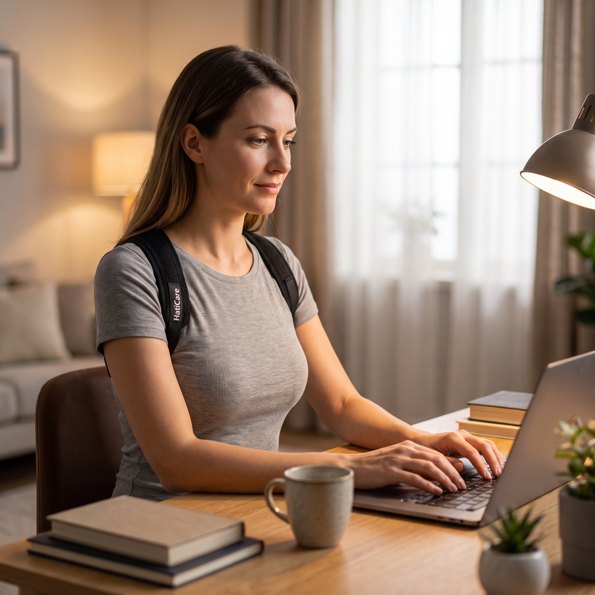 Adjustable Posture Support Strap in use
