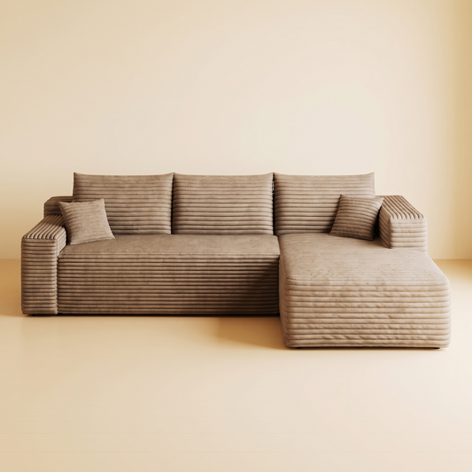 Cloud Sectional Sofa, Camel Corduroy
