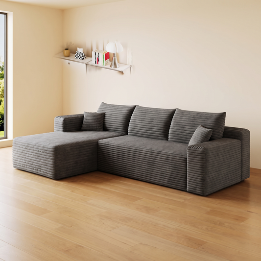 Cloud Sectional Sofa, Dark Grey Corduroy