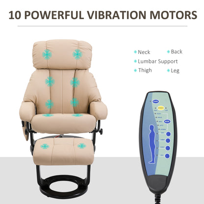 Vibrating Massage Recliner with Ottoman, Beige, photo 5