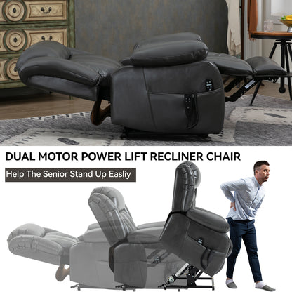 Power Lift Recliner with Massage & Lumbar Heat, Grey, photo 5