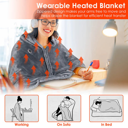 Wearable USB Heated Shawl with Zipper, photo 2