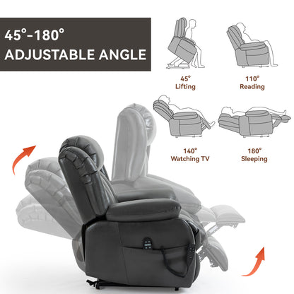 Power Lift Recliner with Massage & Lumbar Heat, Grey, photo 9