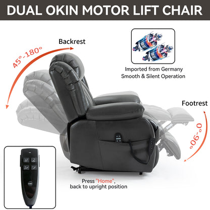 Power Lift Recliner with Massage & Lumbar Heat, Grey, photo 6