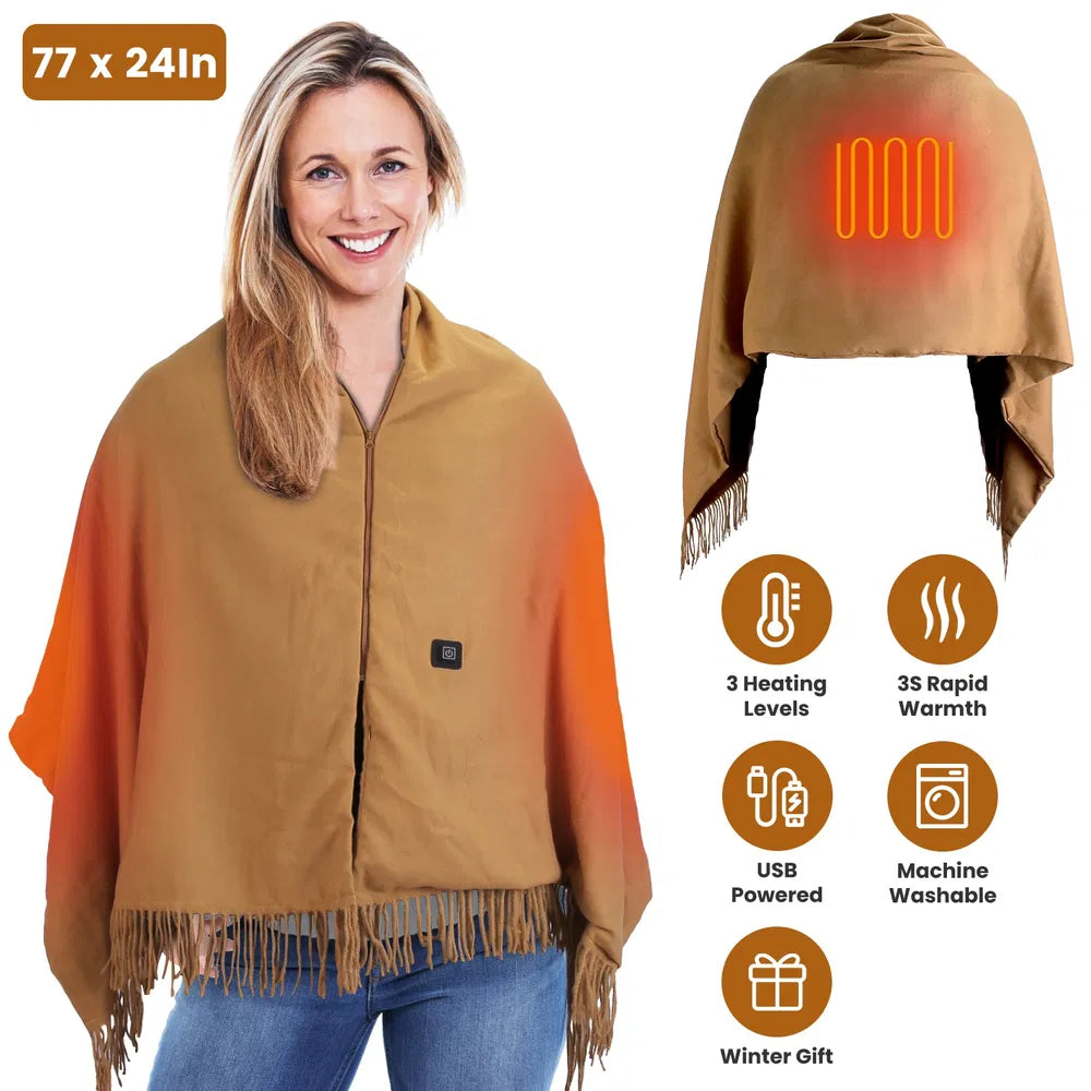USB Heated Shawl Wrap with Tassels, photo 6