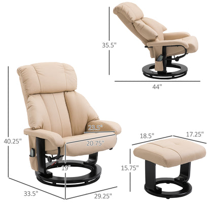 Vibrating Massage Recliner with Ottoman, Beige, photo 7