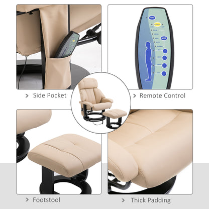 Vibrating Massage Recliner with Ottoman, Beige, photo 8