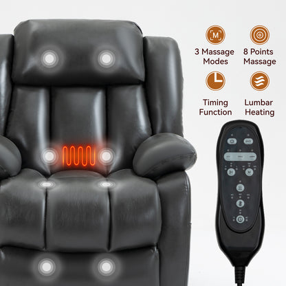Power Lift Recliner with Massage & Lumbar Heat, Grey, photo 4
