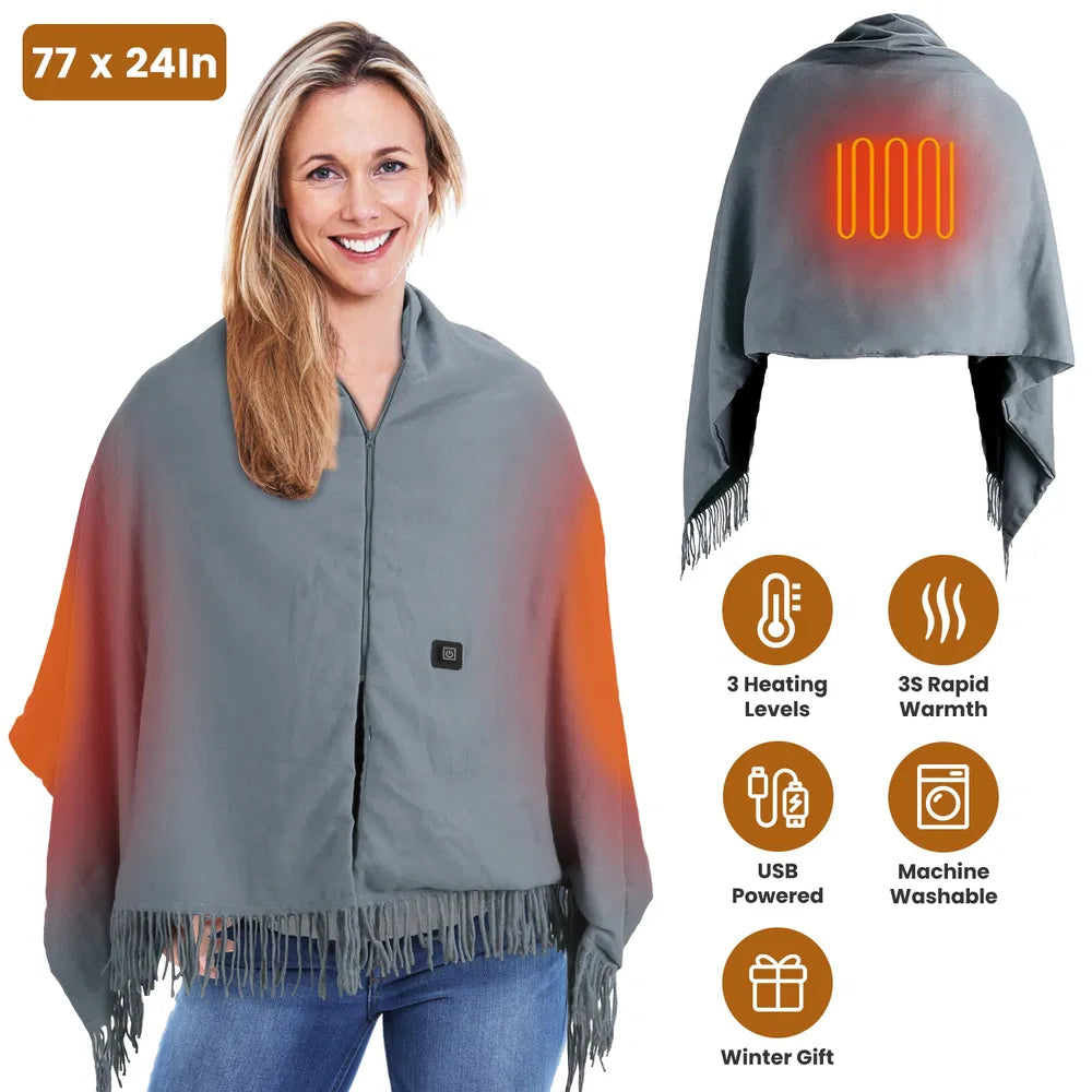 USB Heated Shawl Wrap with Tassels, photo 7
