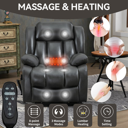 Power Lift Recliner with Massage & Lumbar Heat, Grey, photo 10