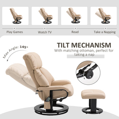 Vibrating Massage Recliner with Ottoman, Beige, photo 4
