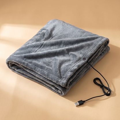 USB heated blanket in grey