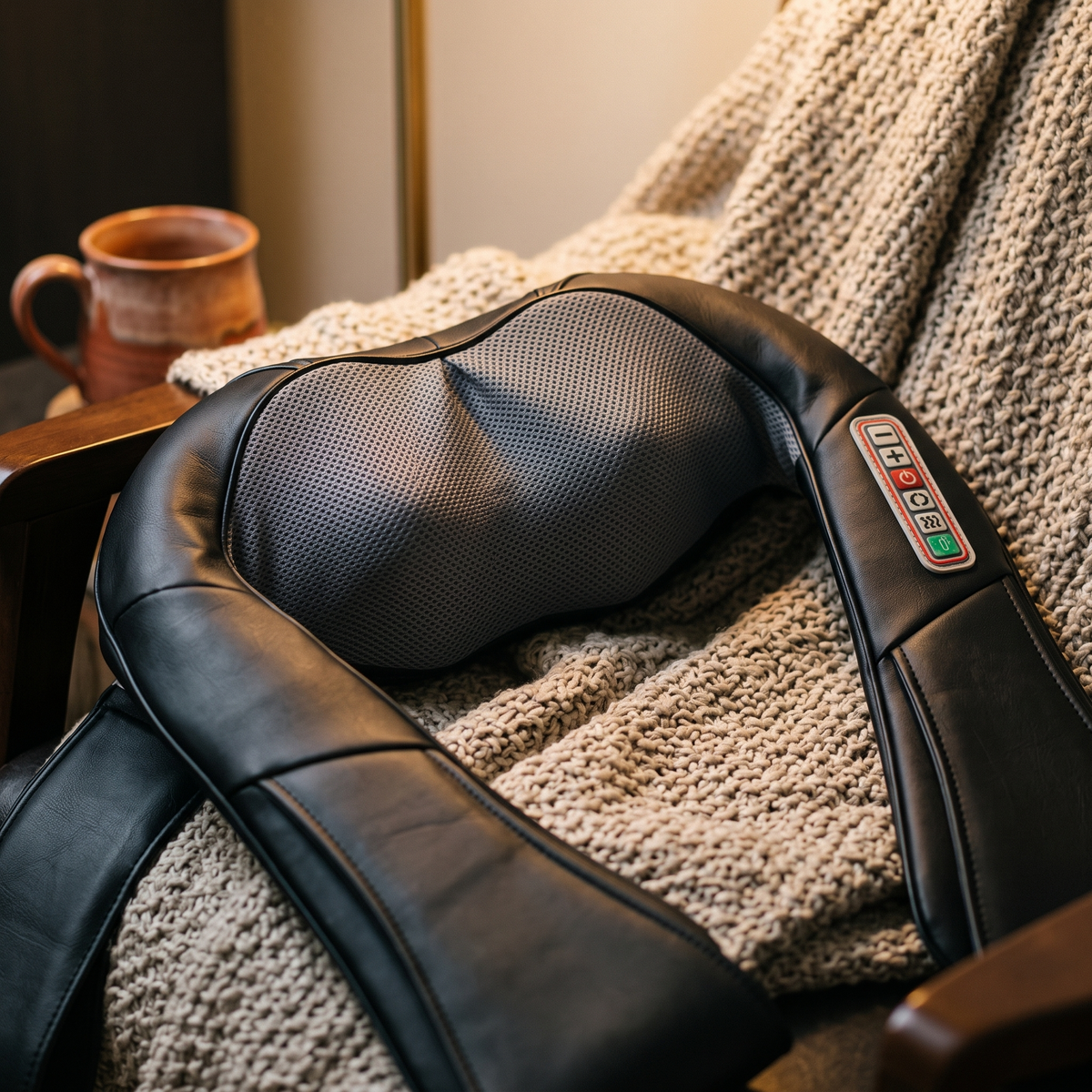 Breathable mesh and control buttons close up