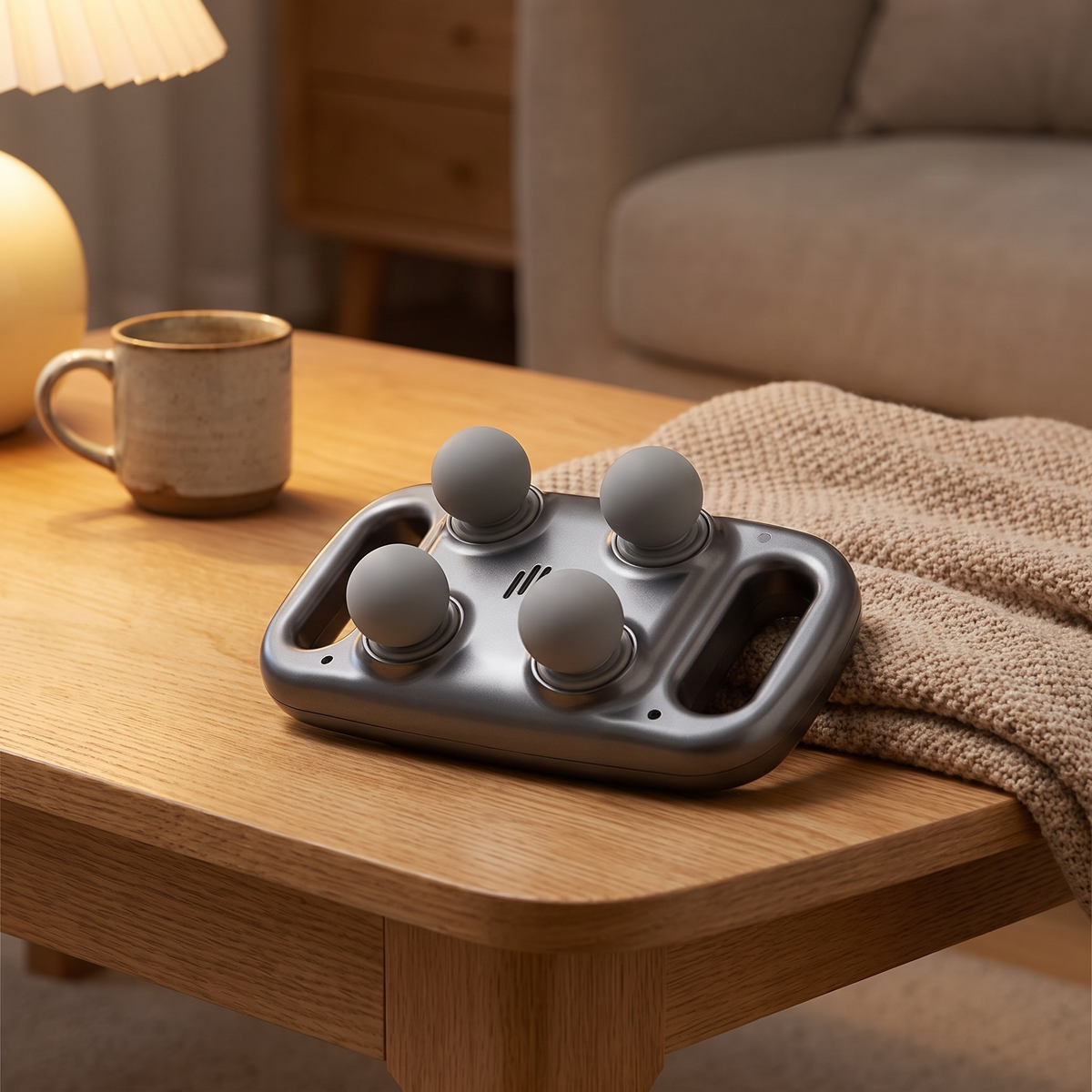 Four-head massager on a coffee table
