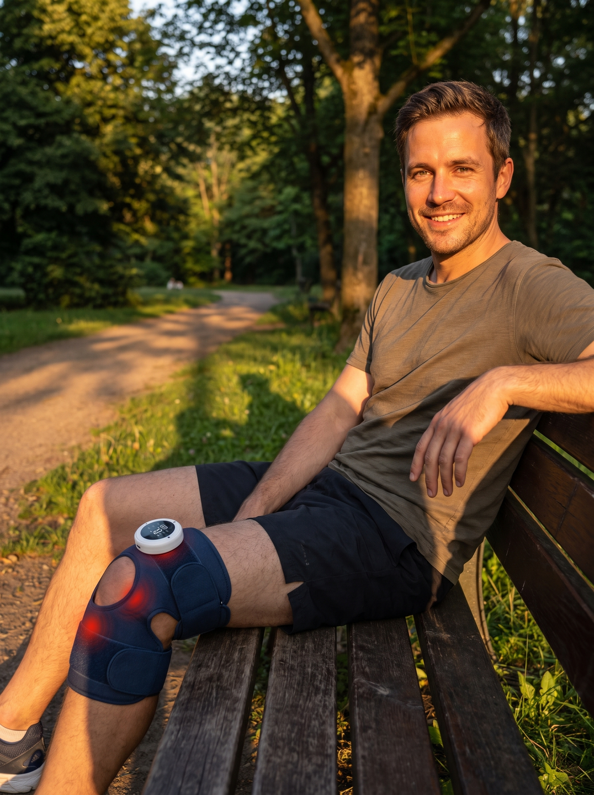 Wireless Knee Massager Wrap after a walk