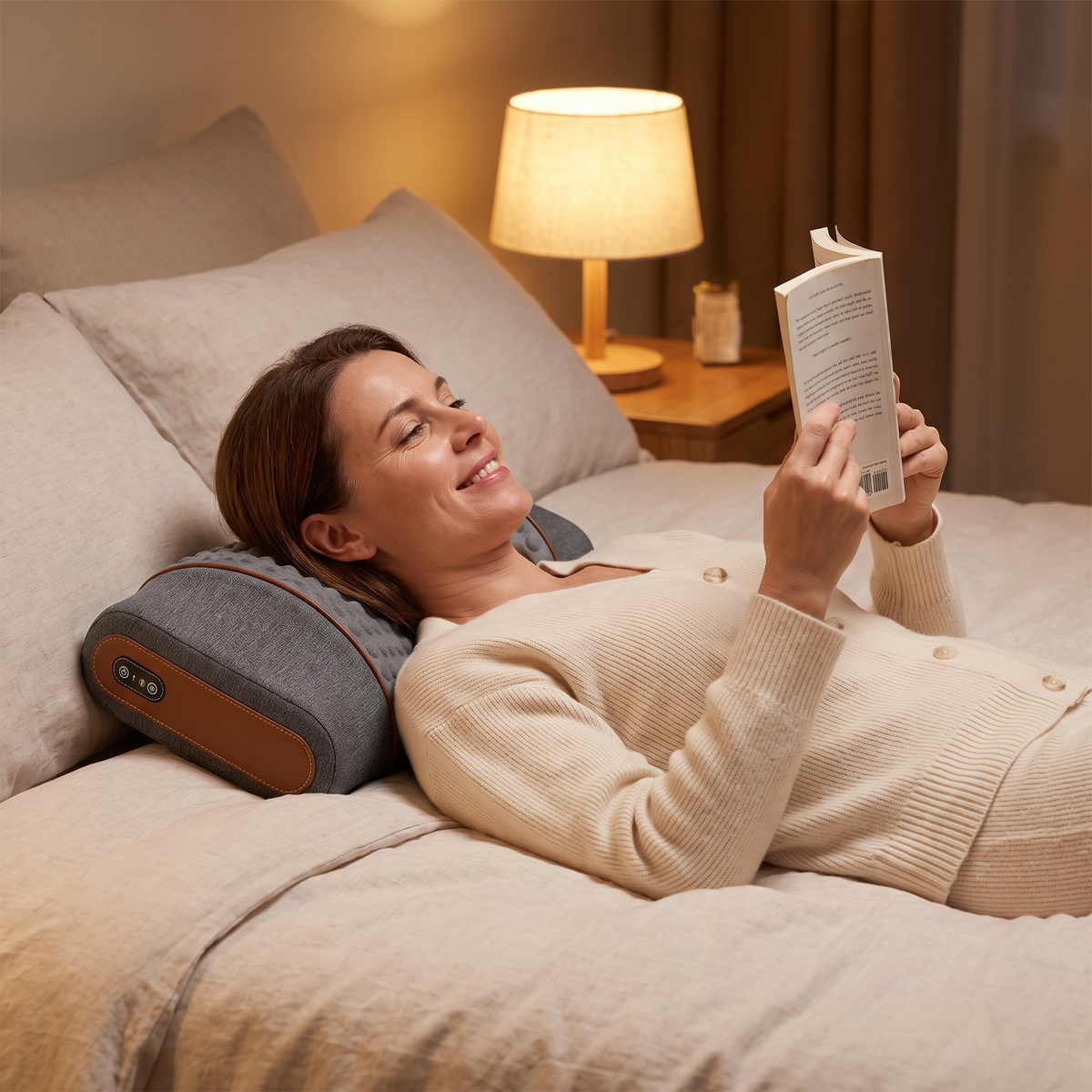 Heated Airbag Neck Pillow with Massage in use