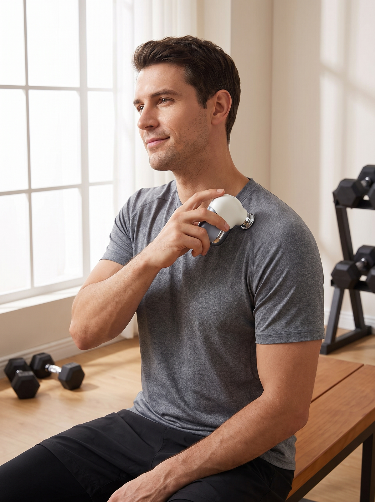 Mini Massage Gun with 5 Heads lifestyle