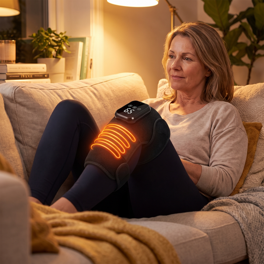 Heated Knee Massager in use