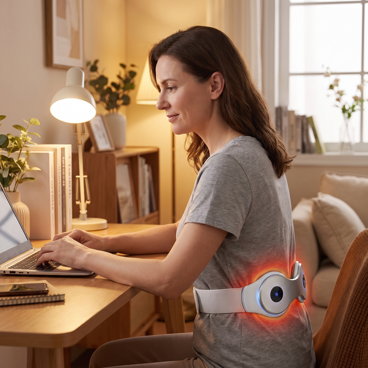 Heated Lumbar Massage Belt in use