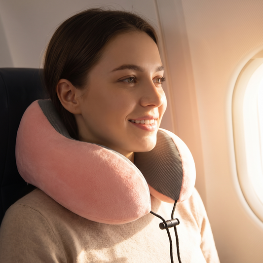 Memory Foam Travel Pillow Kit in use