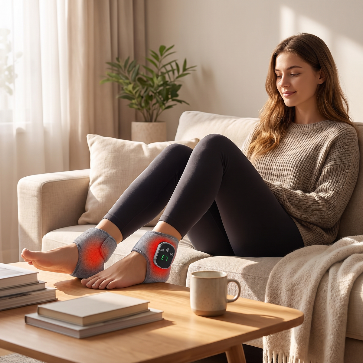 Heated Ankle Massager Set in use