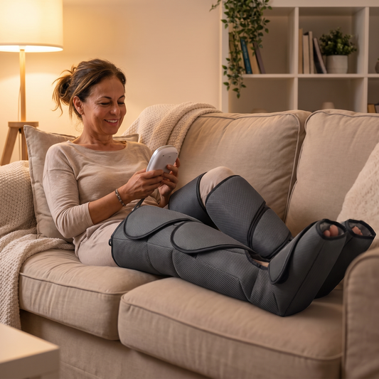 Air Compression Leg Massager in use