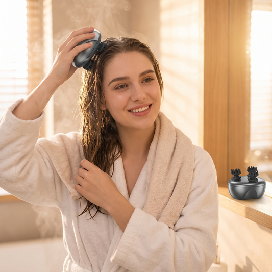 Waterproof Scalp Massager in use