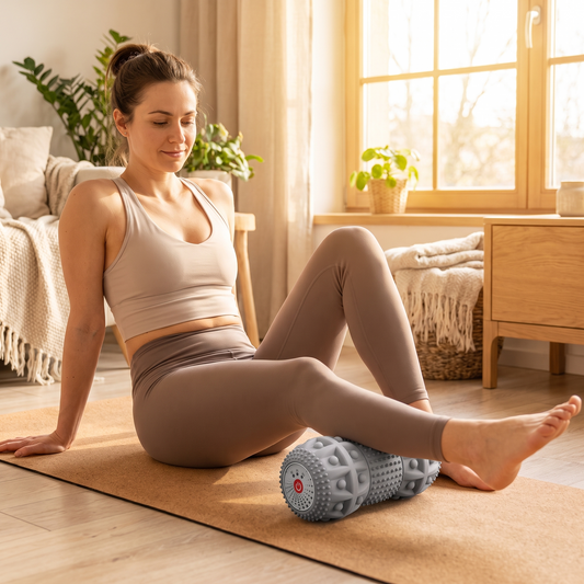 Vibrating Muscle Foam Roller in use