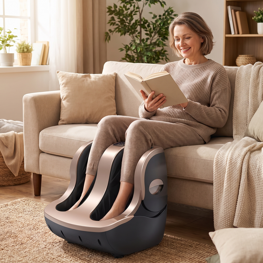 Heated Calf Massager in use