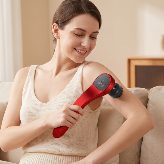 Mini Cordless Massage Gun in use