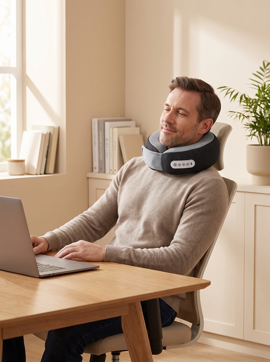 Heated Shiatsu Neck Pillow in use