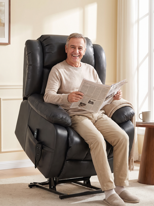 Power Lift Recliner with Massage & Heat in use