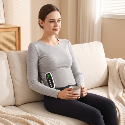 Cordless Back Heating Pad with Pulse Massage in use