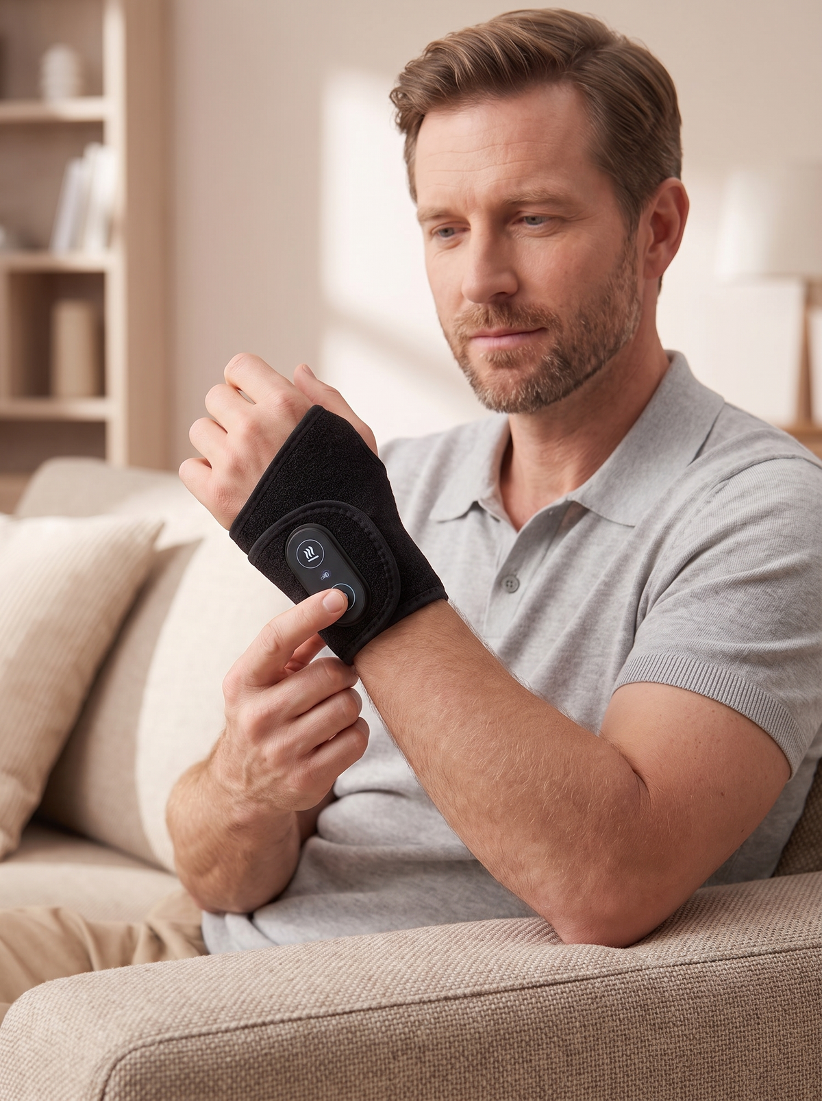 Heated Wrist Wrap in use