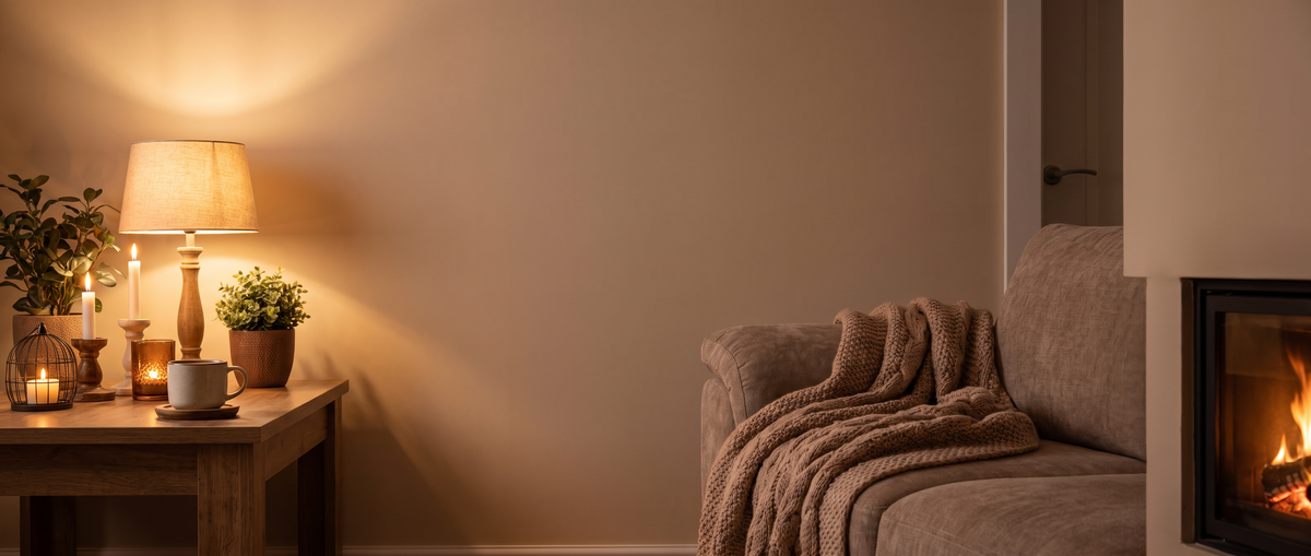 Cozy living room in the evening